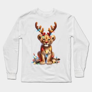 Christmas Red Nose Lion Long Sleeve T-Shirt